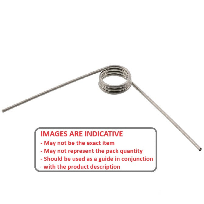 1038592 | TS-020R-200-040-090-S4 (PK-5) --- Torsion Springs - 2x20x0.4 mm Right Hand Wound - Stainless Steel 304 Similar to A2, 18-8 HRB80 Spring