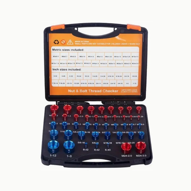 Thread Gauge Tools -  Thread Checking Set 44 Male and Female Threads - Imperial and Metric - 6-32, 6-40, 8-32, 10-24,10-32, 1/4-20, 1/4-28, 5/16-18, 5/16-24, 3/8-16, 3/8-24, 7/16-14, 7/16-20 - Aluminium and Plastic