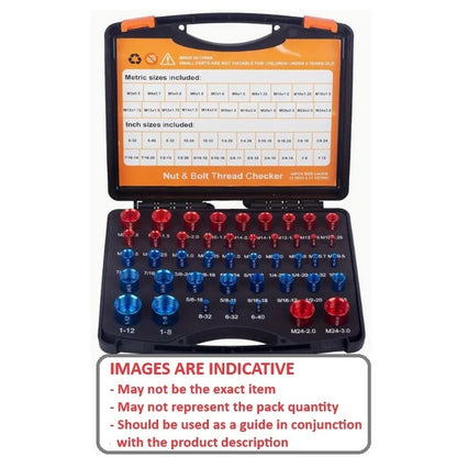 1233626 | TL-THRG-MI-KIT-44 (Each) --- Thread Gauge Tools - Thread Checking Set 44 Male and Female Threads - Imperial and Metric - In a plastic carry box - Aluminium
