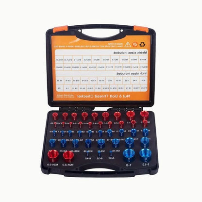 1233626 | TL-THRG-MI-KIT-44 (Each) --- Thread Gauge Tools - Thread Checking Set 44 Male and Female Threads - Imperial and Metric - In a plastic carry box - Aluminium