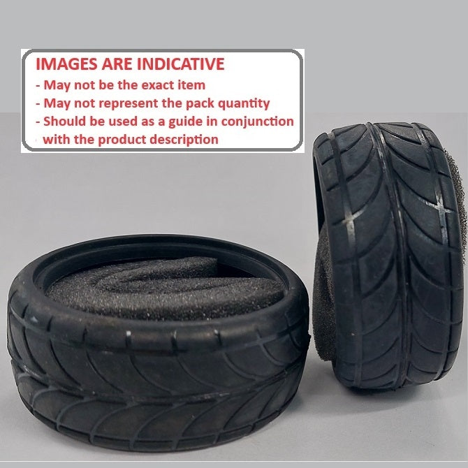 1233837 | TY-XR-063-26-DA (Per Card) --- RC Car Tyres Hobby - Type Double Arrow Pattern 63x26 mm Tenth Scale - Plastic Tyre