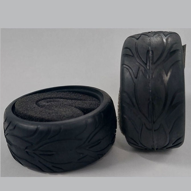 1233842 | TY-XR-063-26-FL (Per Card) --- RC Car Tyres Hobby - Type Flame Pattern 63x26 mm Tenth Scale - Natural Rubber Tyre