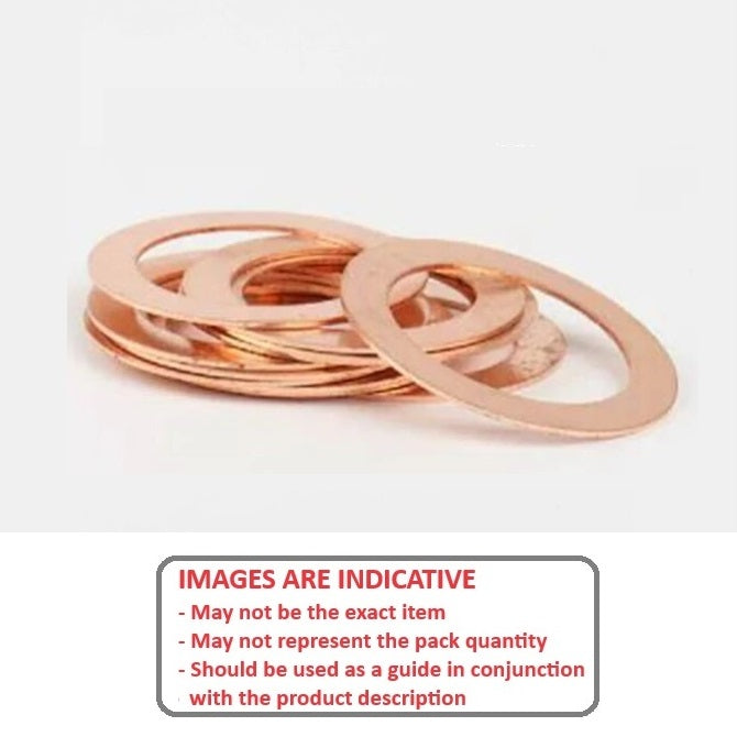 1101349 | W0127-FP-019-0163-COP (10 Pcs) --- Flat Washers - 12.7x19.05x1.626 mm - Copper 110