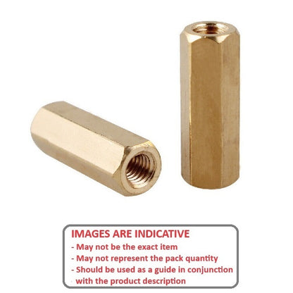 1053422 | SHX-T-040M-060-007-BN (PK-500) --- Threaded Spacers - M4 - 4x0.7mm - 60x7 mm Hex - Brass Spacer