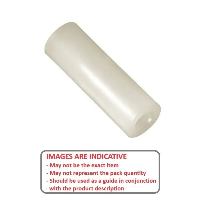1043431 | W0030-F-006-120-NY (PK-20) --- Through Bore Round Spacers - 3x6x12 mm - Nylon Polyamide 6/6 Spacer