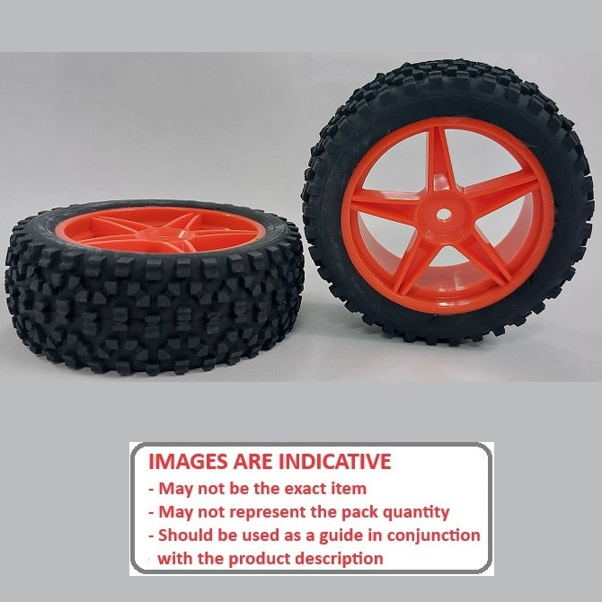 1074542 | WH-8O-085-34-FO-5 (Per Card) --- RC Car Wheels Hobby - Rim Colour Fluoro Orange 5 Spoke - Black Tenth Scale - Plastic Wheel
