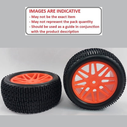 1074871 | WH-8O-112-43-FO-8 (Per Card) --- RC Car Wheels Hobby - Rim Colour Fluoro Orange 16 Spoke - Black Eighth Scale - Plastic Wheel