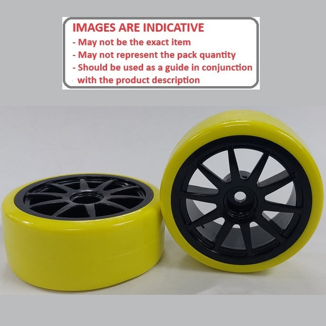 1038296 | WH-XD-063-26-BK-10-Y (PK-2) --- RC Car Wheels Hobby - Rim Colour Black 10 Spoke - Yellow Tenth Scale - Plastic Wheel