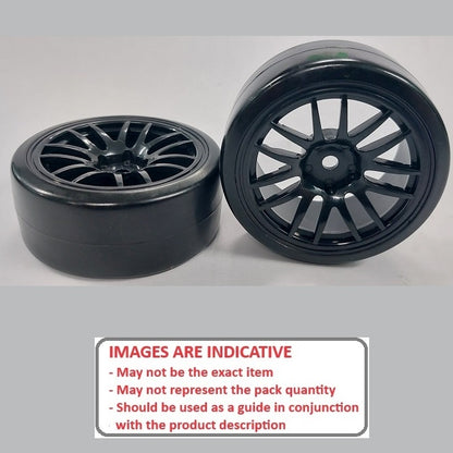 1038466 | WH-XD-063-26-BK-14-BK (PK-2) --- RC Car Wheels Hobby - Rim Colour Black 14 Spoke - Black Tenth Scale - Plastic Wheel