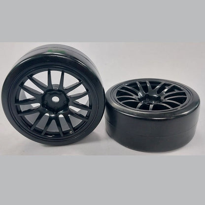 1038466 | WH-XD-063-26-BK-14-BK (PK-2) --- RC Car Wheels Hobby - Rim Colour Black 14 Spoke - Black Tenth Scale - Plastic Wheel