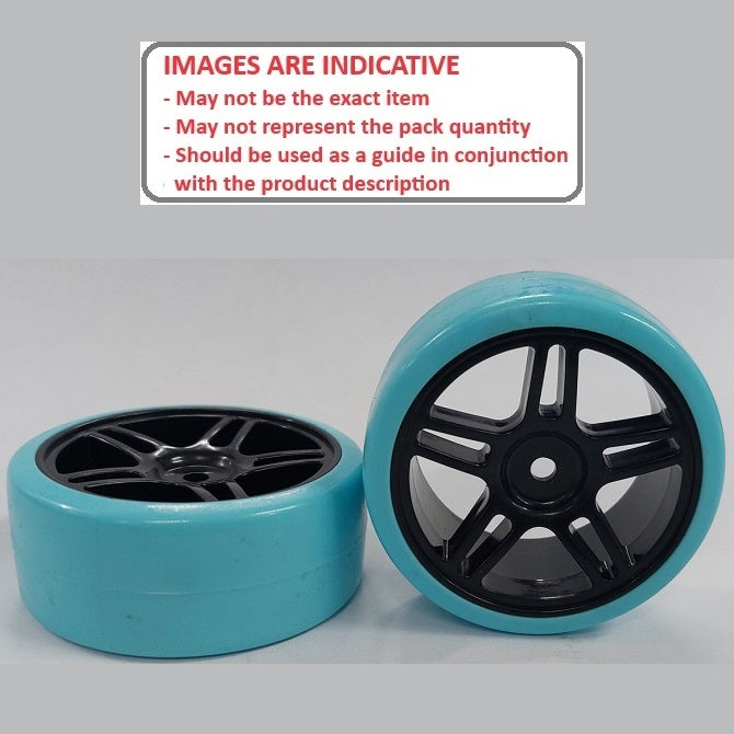 1037895 | WH-XD-063-26-BK-5T-BL (Per Card) --- RC Car Wheels Hobby - Rim Colour Black 5 Split Spoke - Blue Tenth Scale - Plastic Wheel
