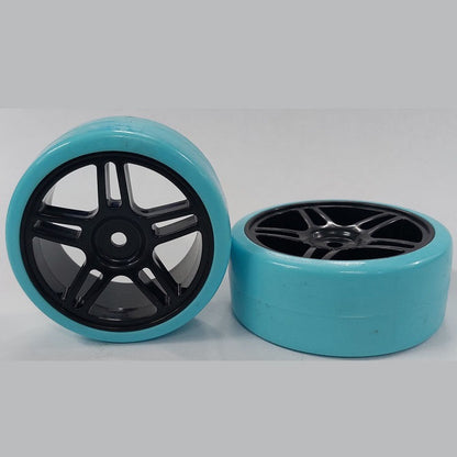 1037895 | WH-XD-063-26-BK-5T-BL (Per Card) --- RC Car Wheels Hobby - Rim Colour Black 5 Split Spoke - Blue Tenth Scale - Plastic Wheel