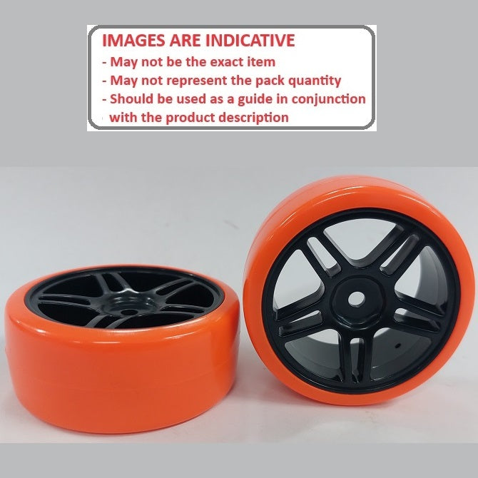 1037896 | WH-XD-063-26-BK-5T-R (PK-3) --- RC Car Wheels Hobby - Rim Colour Black 5 Split Spoke - Red Tenth Scale - Plastic Wheel