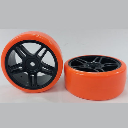1037896 | WH-XD-063-26-BK-5T-R (PK-3) --- RC Car Wheels Hobby - Rim Colour Black 5 Split Spoke - Red Tenth Scale - Plastic Wheel