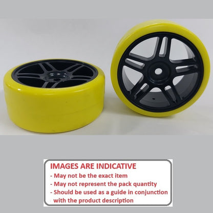 1037897 | WH-XD-063-26-BK-5T-Y (Per Card) --- RC Car Wheels Hobby - Rim Colour Black 5 Split Spoke - Yellow Tenth Scale - Plastic Wheel