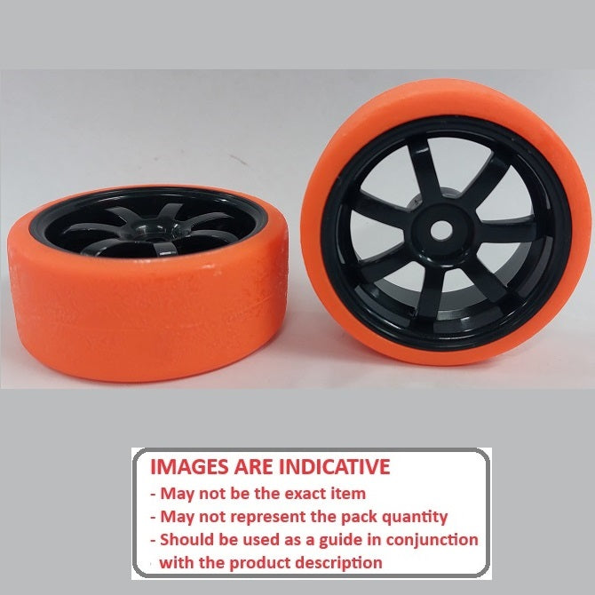 1038186 | WH-XD-063-26-BK-7-R (Per Card) --- RC Car Wheels Hobby - Rim Colour Black 7 Spoke - Red Tenth Scale - Plastic Wheel