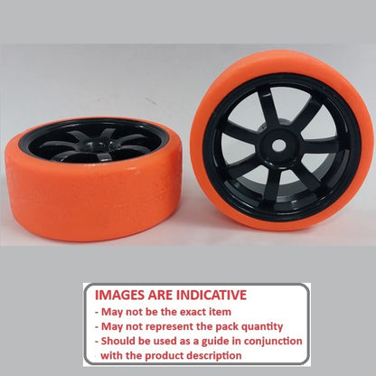 1038186 | WH-XD-063-26-BK-7-R (Per Card) --- RC Car Wheels Hobby - Rim Colour Black 7 Spoke - Red Tenth Scale - Plastic Wheel