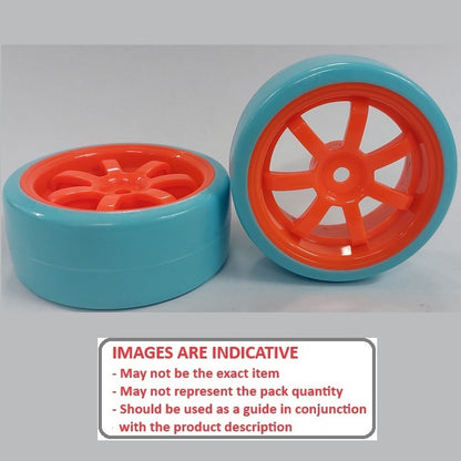1074565 | WH-XD-063-26-FO-7-BL (PK-2) --- RC Car Wheels Hobby - Rim Colour Fluoro Orange 7 Spoke - Blue Tenth Scale - Plastic Wheel