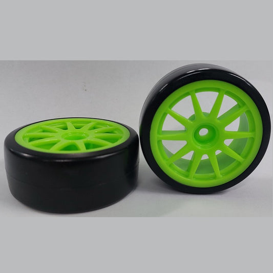 RC Car Wheels Hobby - Rim Colour Green 10 Spoke - Black - Plastic