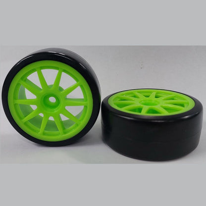 1083631 | WH-XD-063-26-G-10-BK (PK-2) --- RC Car Wheels Hobby - Rim Colour Green 10 Spoke - Black Tenth Scale - Plastic Wheel