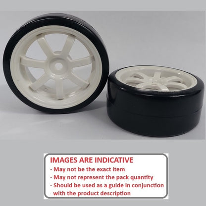 1138878 | WH-XD-063-26-W-7-BK (PK-4) --- RC Car Wheels Hobby - Rim Colour White 7 Spoke - Black Tenth Scale - Plastic Wheel