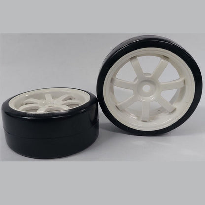1138878 | WH-XD-063-26-W-7-BK (PK-4) --- RC Car Wheels Hobby - Rim Colour White 7 Spoke - Black Tenth Scale - Plastic Wheel