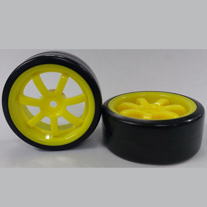 1140623 | WH-XD-063-26-Y-7-BK (Per Card) --- RC Car Wheels Hobby - Rim Colour Yellow 7 Spoke - Black Tenth Scale - Plastic Wheel