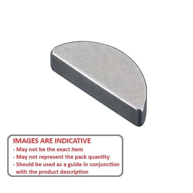 1049132 | KW-032-127-S3 (Each) --- Woodruff Keys - 3.18x12.7x5.2 mm 303 Stainless Steel - Stainless Steel 303 Similar to A2, 304, 18-8 Key