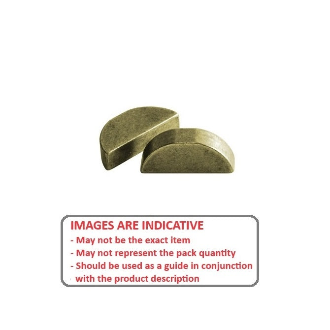 1071023 | KW-064-110-249-Z (Each) --- Woodruff Keys - 6.35x11x24.94 mm - Carbon Steel 1035 Zinc Plated Key